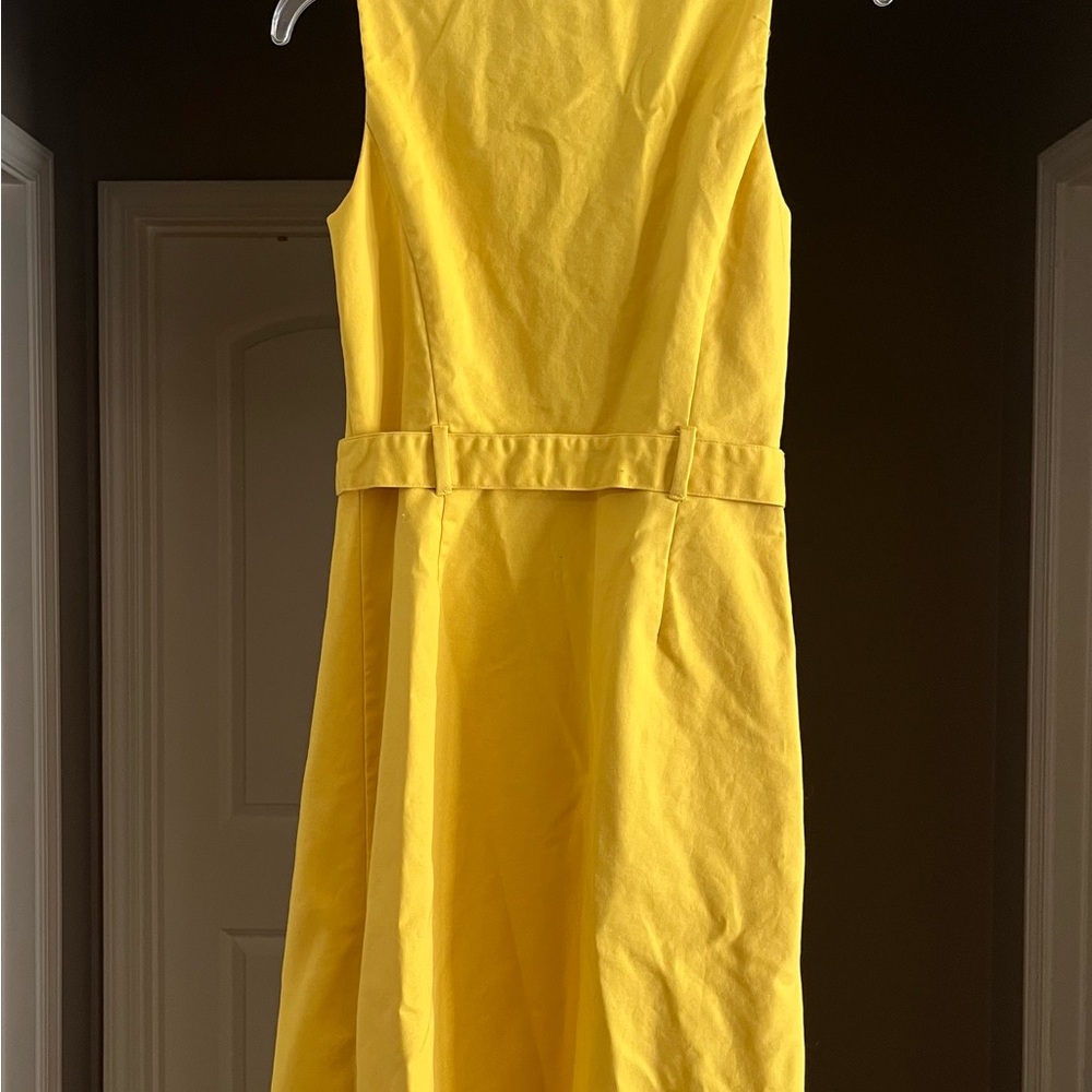 Ralph Lauren Yellow Midi Dress with Belt - Picture 3 of 4
